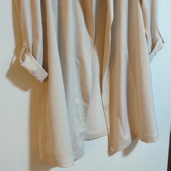 J. Jill Beige Wearever Draped Open Front Light Weight Trench Jacket Small - Picture 4 of 8